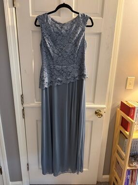 Coldwater Creek Lace Peplum Maxi Dress in Dusty Blue